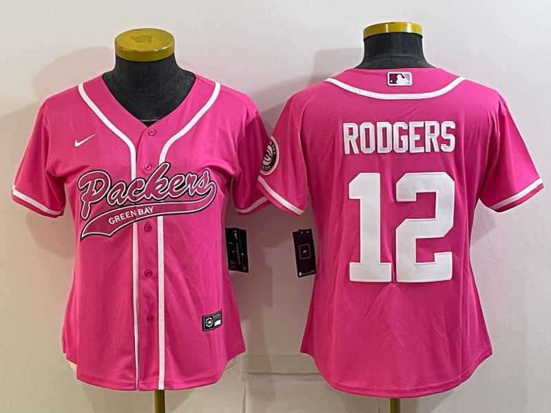 Women's Green Bay Packers #12 Aaron Rodgers Pink With Patch Cool Base Stitched Baseball Jersey,We sell and wholesale Women's Green Bay Packers #12 Aaron Rodgers Pink With Patch Cool Base Stitched Baseball Jersey on line form chian!
